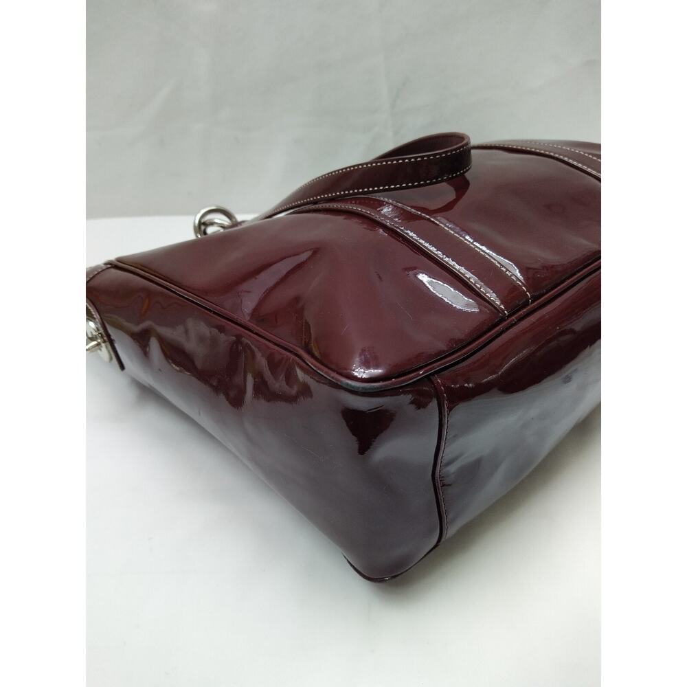 Coach Galaxy Purple Plum Patent Leather Tunrlock Pocket Double Handle Tote Bag - Picture 8 of 16